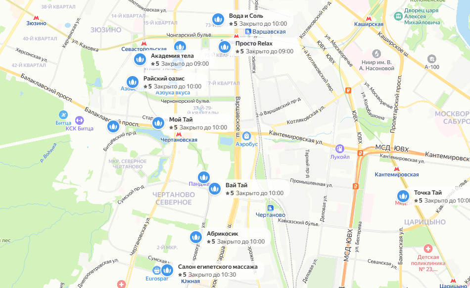 поиск массажного салона на карте